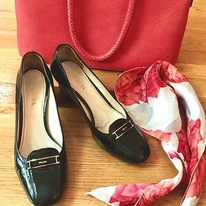 Prada Black Patent Leather Kitten Heels